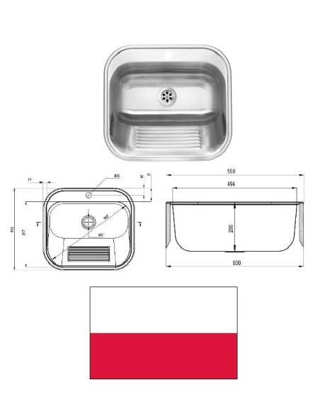 Izlietne saimn.metāla ar stipr./sifonu, KOMORA