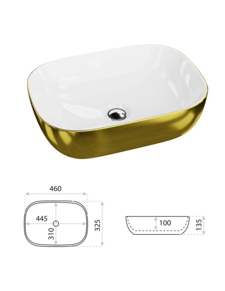 Ceramic sink white/golden LaVitaCosta, LaVita Cos