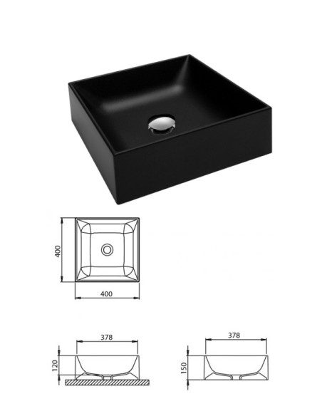 Stone mass sink BQK40-601 black, MELNA