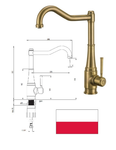 Virtuves izl. krāns(misiņš)BQT_M63M, TAMIZO|Kitchen sink faucet(brass) BQT_M63M, TAMIZO|Кухонный смеситель (латунь) BQT_M63M, TA