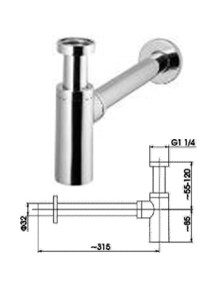 Syphon 11/4x32 chrome 600-004, 11/4X32