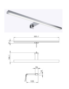 Лампа для зеркала LED 50см, 1100230049, ESTHER