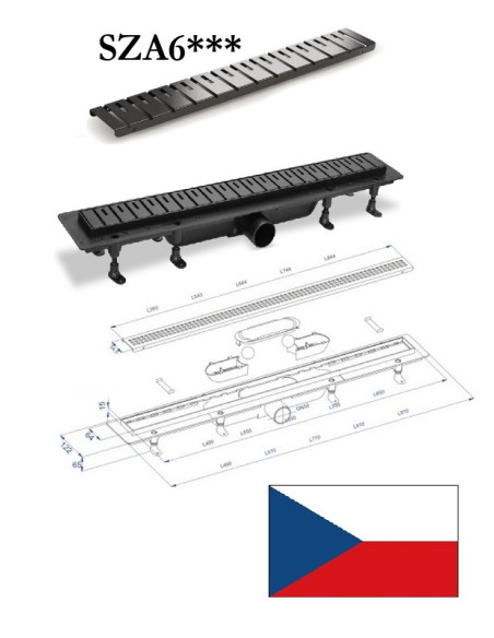 Drainage channel(stainless steel)SZA6750, 75CM,melns