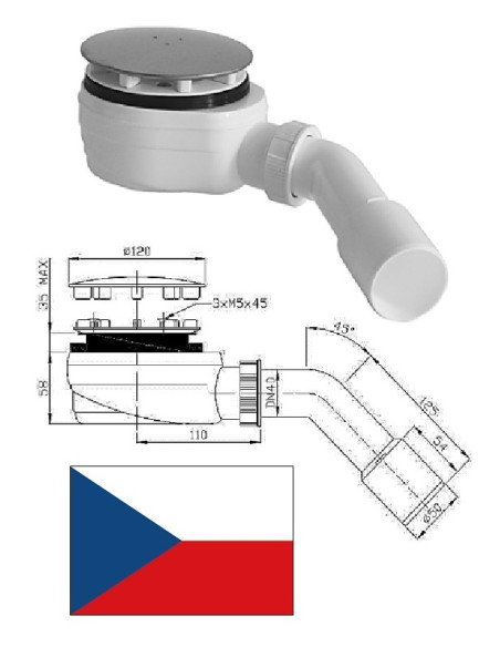 Shower syphon low EWCN942, 90/40