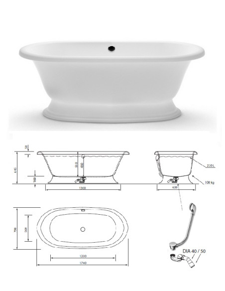 Vanna 174x79cm balta, AU45, MICANTO