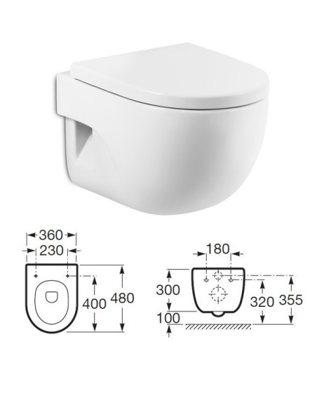 WC pot (wall hung) Compact, white 36x48, MERIDIAN - 1