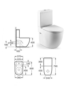 WC унитаз с крышкой 370x600, унив.выпуск, MERIDIAN