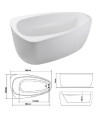 Bathtub freestanding 168x103cm, white, TIZIAN - 1