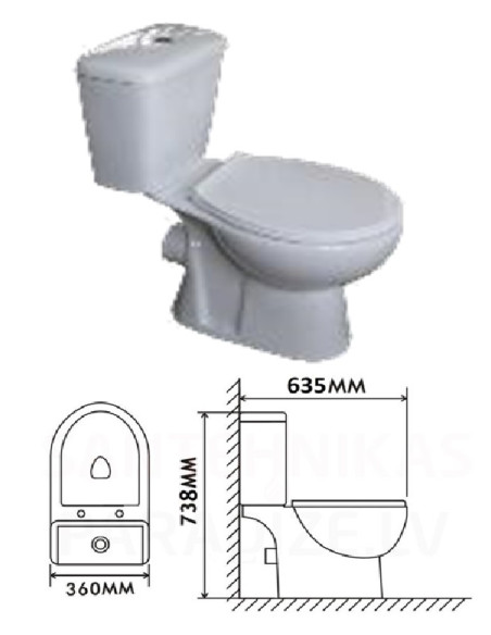 WC pot MILA with SC lid,horizontal waste, MILA