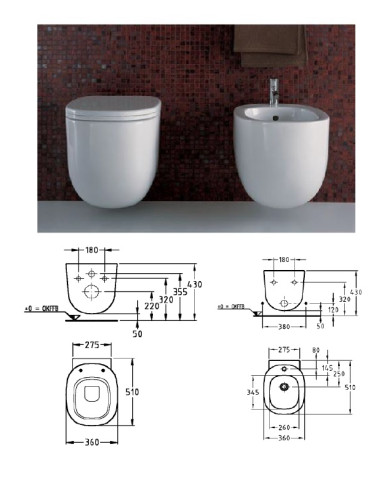 Унитаз (подвесной) с крышкой 6L 202100-0, CITTERIO