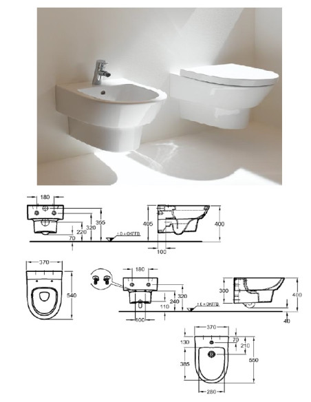 WC bidet (wall hung) 232900-000, FLOW