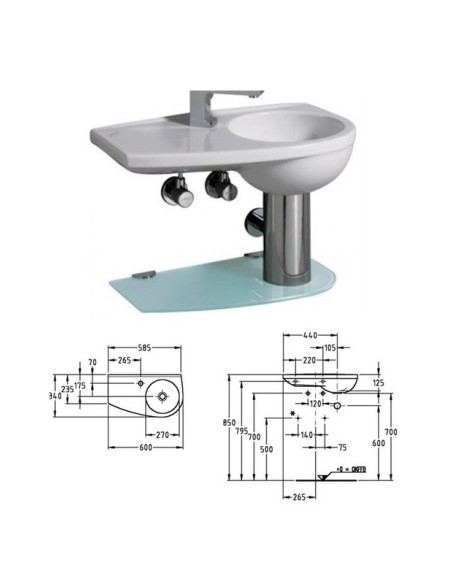 Ceramic sink 60x34, white(left), JOLY