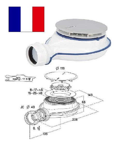 Shower syphon magnetic 0205800, 11/2X40