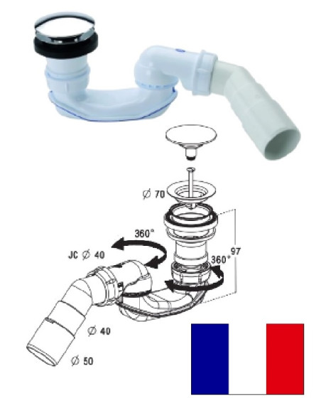 Shower syphon cloc-click 0205458, DN50
