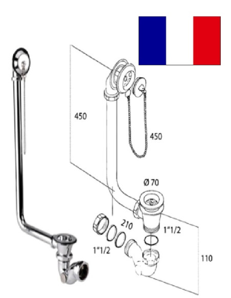 Syphon for bath 0505040, chromed, HROMS