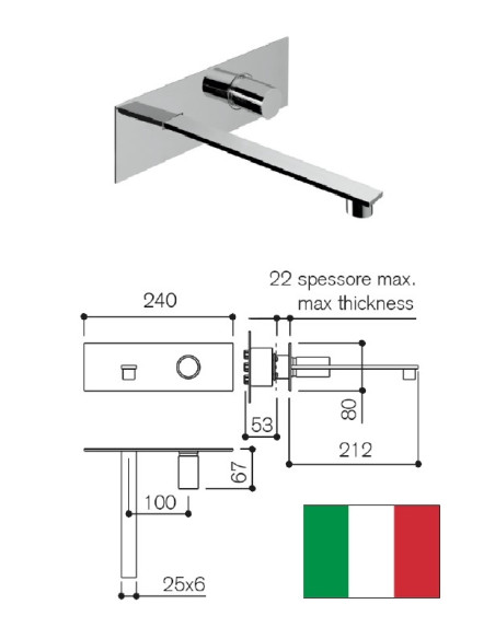Ceramic sink faucet from the wall 113003, C4 ELLE