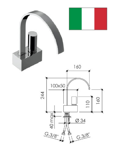 Keramiskās izl. krāns 113015/F,hroms, C4 ARCO|Ceramic sink faucet 113015/F, chrome, C4 ARCO|Смеситель для керам.раковины 113015/