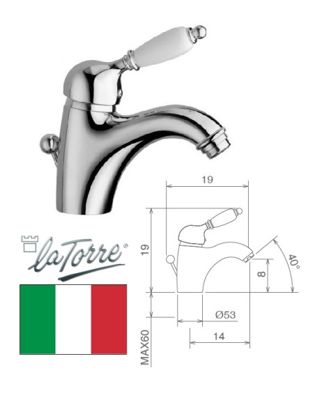 Ceramic sink faucet 8001, chrome, ZAFIRA