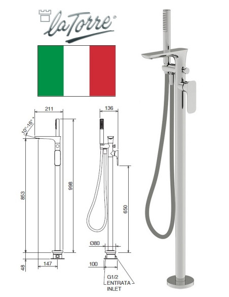 Bath faucet from the floor 44044PAV CR, LAGHI