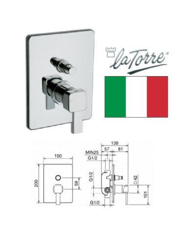 Dušas krāns zemapmetuma 28050R C, hroms, JAVA|Shower faucet concealed 28050R C chrome, JAVA|Смеситель для душа встраиваемый 2805