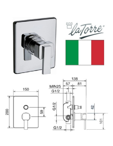 Dušas krāns zemapmetuma 28050 C, hroms, JAVA|Shower faucet concealed 28050 C chrome, JAVA|Смеситель для душа, встраиваемый 28050