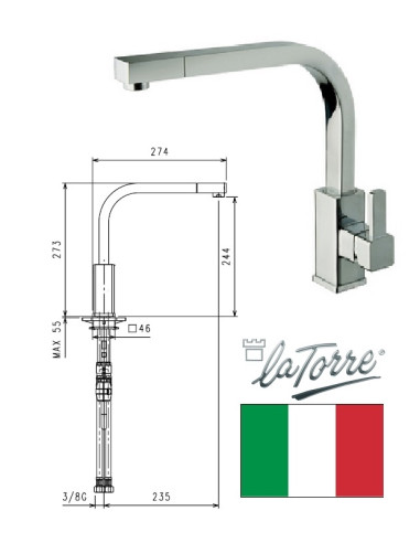 Virtuves izl. krāns ar dušu 28881 C, JAVA|Kitchen faucet with a shower 28881 C, JAVA|Кухонный смеситель с выдв.душем 28881 C, JA