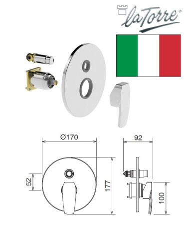 Dušas krāns zemapm. ar pārsl. 31050R C, STUDIO|Shower faucet concealed with switch31050, STUDIO|Смеситель для душа встраив.с пер