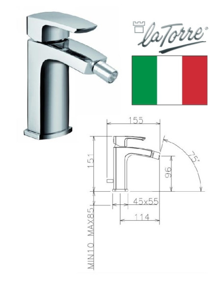 Bidet faucet with waste 31011 CS, STUDIO