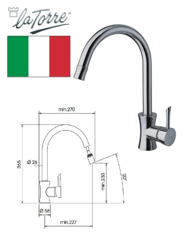Virtuves izl. krāns ar dušu 17781 C, KONVEX|Kitchen faucet with a shower 17781 C, KONVEX|Кухонный смеситель с выдв.душем 17781 C