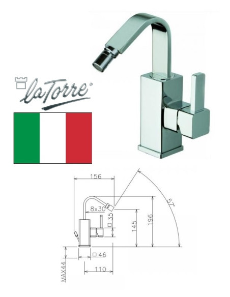 Bidet faucet w/o waste 28611 TC, chrome, JAVA