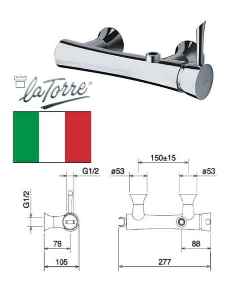 Shower faucet hull 17035COL, chrome, KONVEX