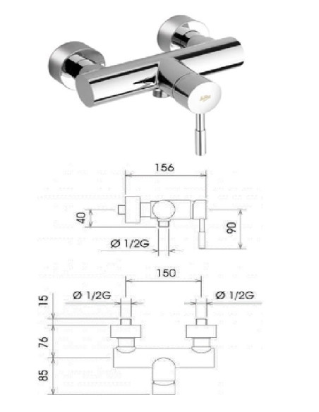 Shower faucet hull 12030 chrome, TECH
