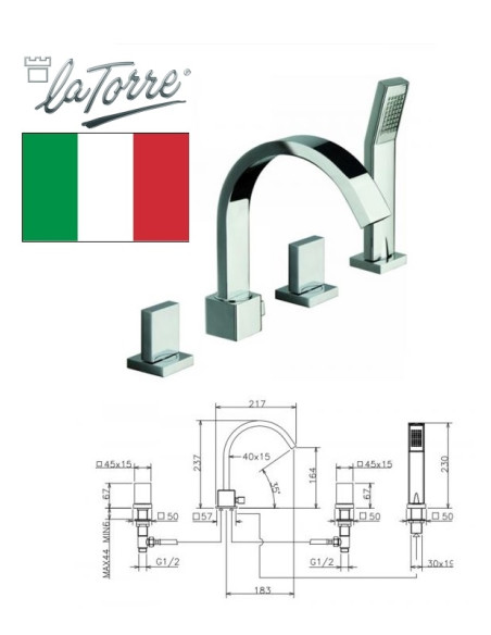 Bath faucet 4-hole 28847FL, JAVA