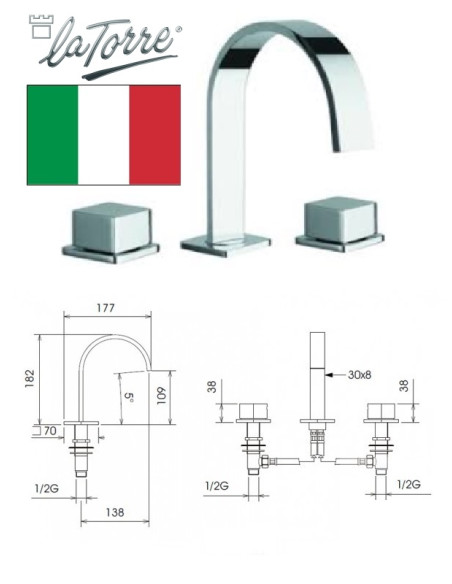 Ceramic sink faucet 3-hole 19800 C, KI-STREAM