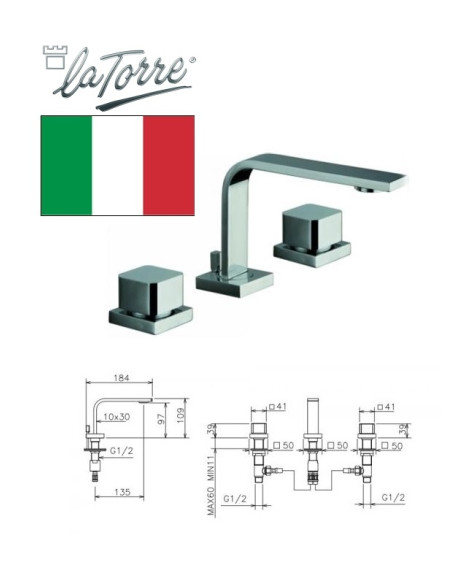 Sink faucet 3-hole, 28801 CUJA chrome, JAVA