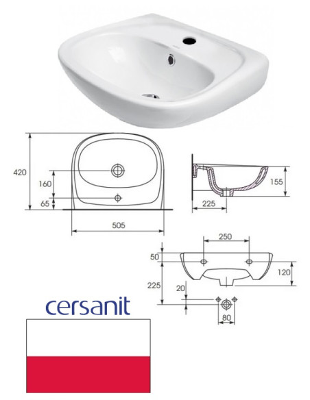 Keramiskā izlietne 40cm, MARKET, MARKET