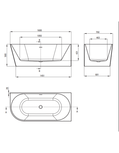 Deante Silia Acrylic bathtub, corner/free-standing, right - 160 cm KDS_016P - 6