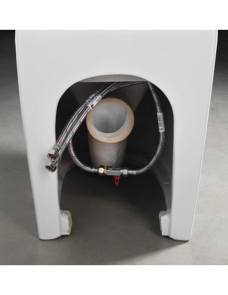 PACO CLEANWASH Close Coupled Toilet with Faucet and Bidet Shower, S-trap/P-trap, white - 4