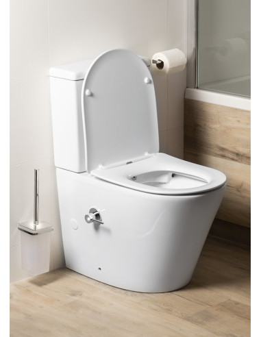 PACO CLEANWASH Close Coupled Toilet with Faucet and Bidet Shower, S-trap/P-trap, white - 7