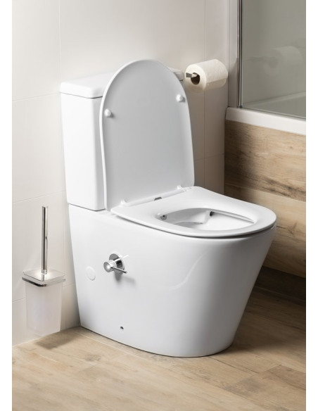 PACO CLEANWASH Close Coupled Toilet with Faucet and Bidet Shower, S-trap/P-trap, white - 7