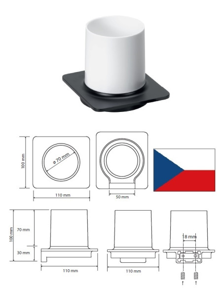 Glāze zobu birstēm BLACK 167111010, ORGANIC|Glass for toothbrushes ORGANIC 167111010, ORGANIC|Стакан для зубн.щетки ORGANIC 1671