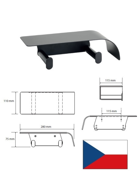 Tualetes papīra turētājs BLACK 167112160, ORGANIC|Paper holder with cover BLACK 167112160, ORGANIC|Держатель туал.бумаги BLACK 1