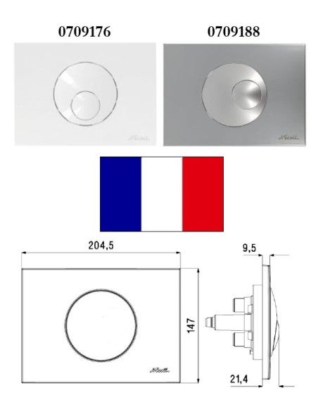 Poga, balta WC kastei (zemapm.) 0709176, BALTA|WC toilet cistern button,concealed,white, BALTA|WC кнопка слива, встраиваемая, бе