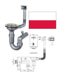 Syphon for sink with overflow ZXY-9926, 1 1/2x1 1/
