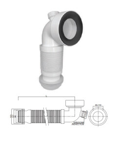 Gofreeritud WC PVC D110 90^ 1024ELBOW1, 265-450mm
