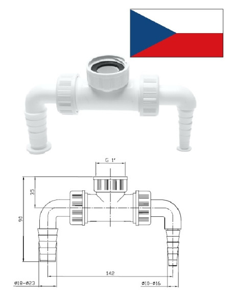 Syphon for washing machine EPT4300, DN32 IV