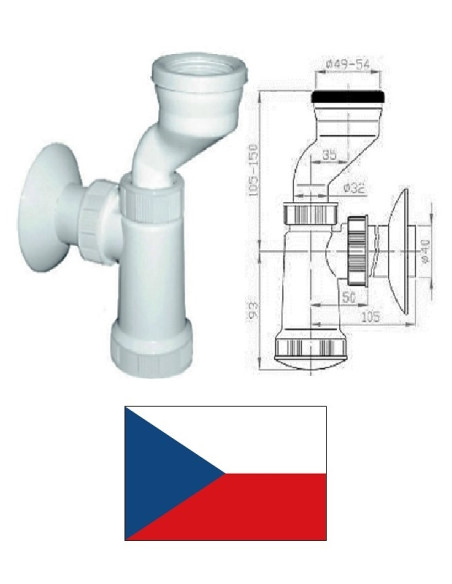 Sifons pisuāram DN40 ESO0341, DN40 - 1