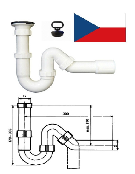Syphon for kitch.sink with waste 11/2x50, ED20451