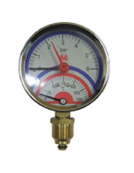 Термоманометр 6bar,80mm, 1/2 4013 верт., VERTIKALS