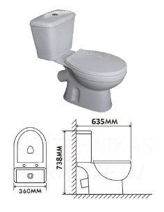 WC pot MILA with SC lid, 45 degree waste, MILA